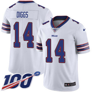 Nike Buffalo Bills #14 Stefon Diggs 100th Season White Rush Authentic Stitched NFL Jersey