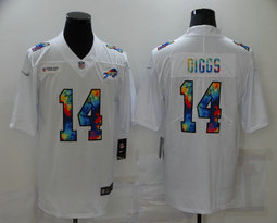 Nike Buffalo Bills #14 Stefon Diggs White Rainbow Authentic Stitched NFL Jersey