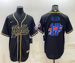 Nike Buffalo Bills #17 Josh Allen Black Joint Team Logo Authentic Stitched baseball jersey