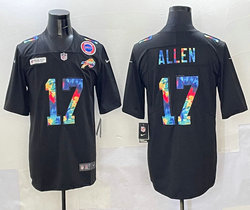 Nike Buffalo Bills #17 Josh Allen Black Rainbow Authentic Stitched NFL Jersey