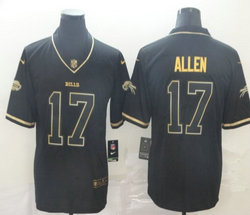 Nike Buffalo Bills #17 Josh Allen Black Throwback Gold Number Authentic Stitched NFL Jersey