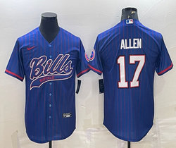 Nike Buffalo Bills #17 Josh Allen Blue stripe Joint Authentic Stitched baseball jersey