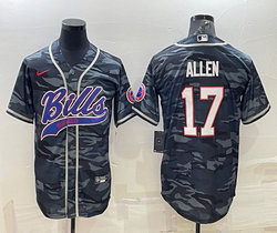 Nike Buffalo Bills #17 Josh Allen Grey Camo With Patch Joint Adults Authentic Stitched baseball jersey