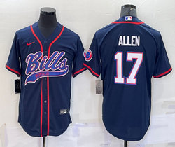 Nike Buffalo Bills #17 Josh Allen Navy Blue Joint adults Authentic Stitched baseball jersey