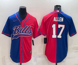 Nike Buffalo Bills #17 Josh Allen Red and Blue Joint adults Authentic Stitched baseball jersey