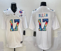 Nike Buffalo Bills #17 Josh Allen White Rainbow Authentic Stitched NFL Jersey