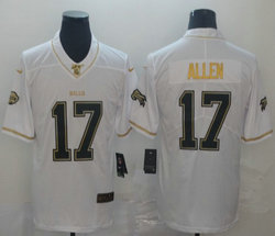 Nike Buffalo Bills #17 Josh Allen White Throwback Gold Number Authentic Stitched NFL Jersey