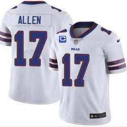 Nike Buffalo Bills #17 Josh Allen White With 4-star C Patch Vapor Untouchable Authentic Stitched NFL Jersey
