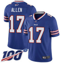 Nike Buffalo Bills #17 Josh Allen With 100th Season Patch Blue Vapor Untouchable Authentic stitched NFL jersey
