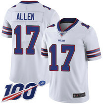 Nike Buffalo Bills #17 Josh Allen With 100th Season Patch White Vapor Untouchable Authentic stitched NFL jersey