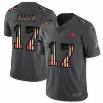 Nike Buffalo Bills #17 Josh Allen tribute to retro flag Carbon black Authentic Stitched NFL Jersey