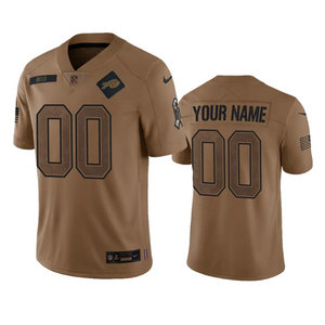 Nike Buffalo Bills Custom 2023 Brown Salute To Service Authentic Stitched NFL Jersey