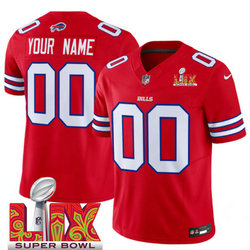 Nike Buffalo Bills Custom Red 24-25 Super Bowl LIX Football Jersey