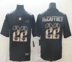 Nike Carolina Panthers #22 Christian McCaffrey Black Statue of Liberty Authentic Stitched NFL jersey