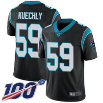 Nike Carolina Panthers #59 Luke Kuechly With 100th Season Patch Black Vapor Untouchable Authentic stitched NFL jersey