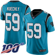 Nike Carolina Panthers #59 Luke Kuechly With 100th Season Patch Blue Vapor Untouchable Authentic stitched NFL jersey