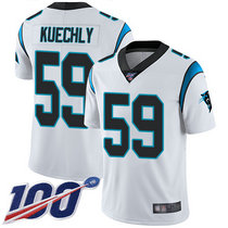 Nike Carolina Panthers #59 Luke Kuechly With 100th Season Patch White Vapor Untouchable Authentic stitched NFL jersey