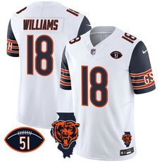 Nike Chicago Bears #18 Caleb Williams White Throwback F.U.S.E Authentic Stitched NFL Jersey