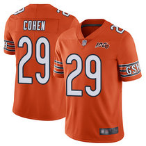 Nike Chicago Bears #29 Tarik Cohen 100th Season Patch Orange Vapor Untouchable Limited Authentic Stitched NFL Jersey