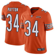 Nike Chicago Bears #34 Walter Payton 100th Season Patch Orange Vapor Untouchable Limited Authentic Stitched NFL Jersey