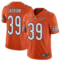Nike Chicago Bears #39 Eddie Jackson 100th Season Patch Orange Vapor Untouchable Limited Authentic Stitched NFL Jersey