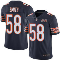 Nike Chicago Bears #58 Roquan Smith 100th Season Patch Blue Vapor Untouchable Limited Authentic Stitched NFL Jersey