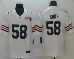 Nike Chicago Bears #58 Roquan Smith 100th Season Patch White Vapor Untouchable Limited Authentic Stitched NFL Jersey