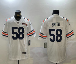 Nike Chicago Bears #58 Roquan Smith White 100th Authentic Stitched NFL Jersey