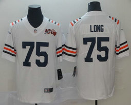 Nike Chicago Bears #75 Kyle Long 100th Anniversary Patch White Vapor Untouchable Limited Authentic Stitched NFL Jersey
