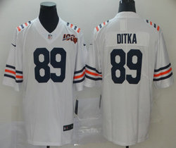 Nike Chicago Bears #89 Mike Ditka 100th Anniversary Patch White Vapor Untouchable Limited Authentic Stitched NFL Jersey