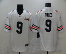 Nike Chicago Bears #9 Nick Foles 100th Season Patch White Vapor Untouchable Limited Authentic Stitched NFL Jersey
