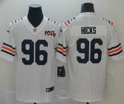 Nike Chicago Bears #96 Akiem Hicks 100th Anniversary Patch White Vapor Untouchable Limited Authentic Stitched NFL Jersey