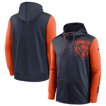 Nike Chicago Bears Navy Orange Fan Gear Mascot Performance Full-Zip Hoodie