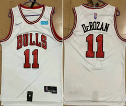 Nike Chicago Bulls #11 DeMar DeRozan White 75th anniversary With Advertising Authentic Stitched NBA jersey