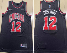 Nike Chicago Bulls #12 Ayo Dosunmu Black 75th anniversary With Advertising Authentic Stitched NBA jersey