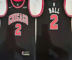 Nike Chicago Bulls #2 LaMelo Ball Black With Advertising Game Authentic Stitched NBA jersey