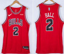 Nike Chicago Bulls #2 LaMelo Ball Red 75th anniversary With Advertising Authentic Stitched NBA jersey