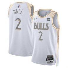 Nike Chicago Bulls #2 Lonzo Ball White 2024-25 City Edition Stitched Basketball Jersey