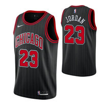 Nike Chicago Bulls #23 Michael Jordan Black Stripe Game Authentic Stitched NBA jersey