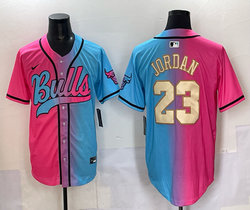 Nike Chicago Bulls #23 Michael Jordan Pink and Blue Joint MLB Jersey