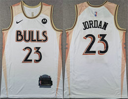 Nike Chicago Bulls #23 Michael Jordan White 2024 City With Advertising Stitched NBA Jersey