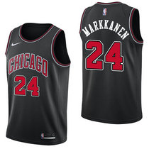Nike Chicago Bulls #24 Lauri Markkanen Black Stripe Game Authentic Stitched NBA jersey