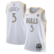Nike Chicago Bulls #3 Josh Giddey White 2024-25 City Edition Stitched Basketball Jersey