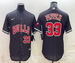 Nike Chicago Bulls #33 Scottie Pippen #33 Black Joint Authentic Stitched baseball jersey