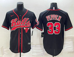 Nike Chicago Bulls #33 Scottie Pippen Black Adults Authentic Stitched baseball Jersey