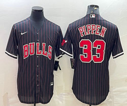Nike Chicago Bulls #33 Scottie Pippen Black Joint Authentic Stitched baseball jersey