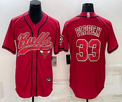 Nike Chicago Bulls #33 Scottie Pippen Red Adults Authentic Stitched baseball Jersey