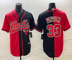 Nike Chicago Bulls #33 Scottie Pippen Red Black Joint Authentic Stitched baseball jersey