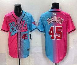 Nike Chicago Bulls #45 Michael Jordan Pink and Blue Joint MLB Jersey