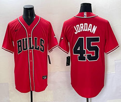 Nike Chicago Bulls #45 Michael Jordan Red Joint baseball Jersey